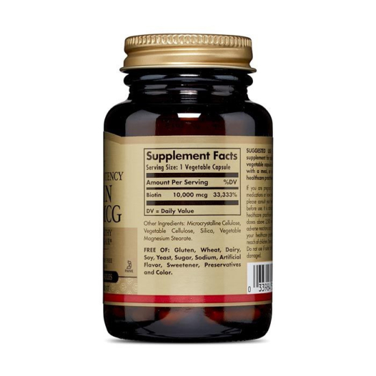 Solgar Biotin 10,000 Mcg, 60 Vegetable Capsules