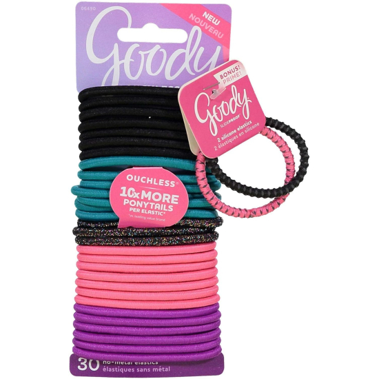 Goody Women's Ouchless Braided Dark Multiglitter Elastics 30pcs