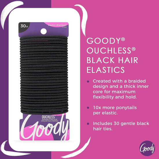 Goody Women Ouchless Braided Elastics Black 30 pcs