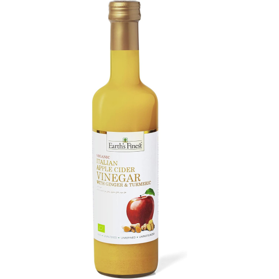 Earths Finest Organic Apple Cider Vinegar with Ginger & Turmeric 500ml
