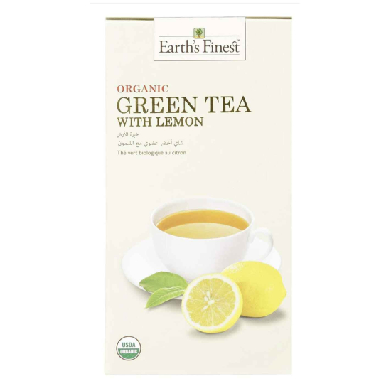 Earths Finest Organic Green Tea With Lemon - 1.5g X 25 Tea Bags