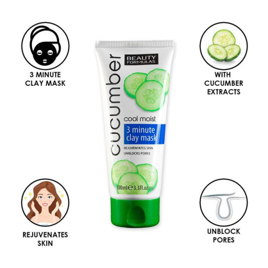 Beauty Formulas Cool Moist Cucumber Clay Mask 100 ml