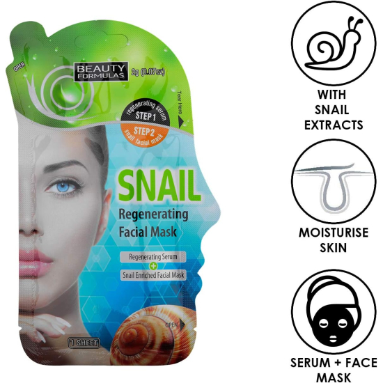 Beauty Formulas Snail Facial Mask 2g +1 Sheet