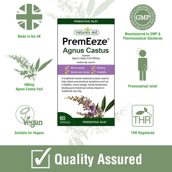 Natures Aid PremEeze Agnus Castus 400 mg 60 Capsules