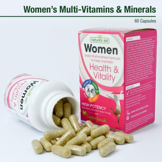 Natures Aid Women's Multi-Vitamins & Minerals With Superfoods 60 Capsules