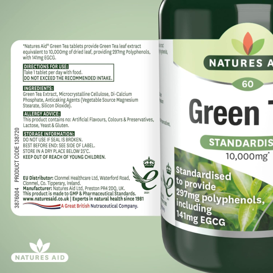 Natures Aid Green Tea 10000mg 60 Tablets