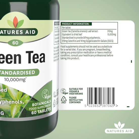 Natures Aid Green Tea 10000mg 60 Tablets