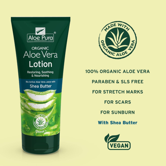 Aloe Pura Organic Aloe Vera Lotion Shea Butter 200ml