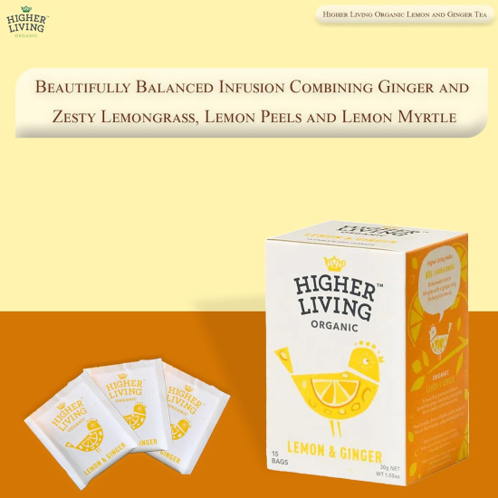 Higher Living Organic Lemon & Ginger Tea Bags 15's