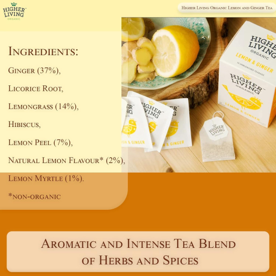Higher Living Organic Lemon & Ginger Tea Bags 15's