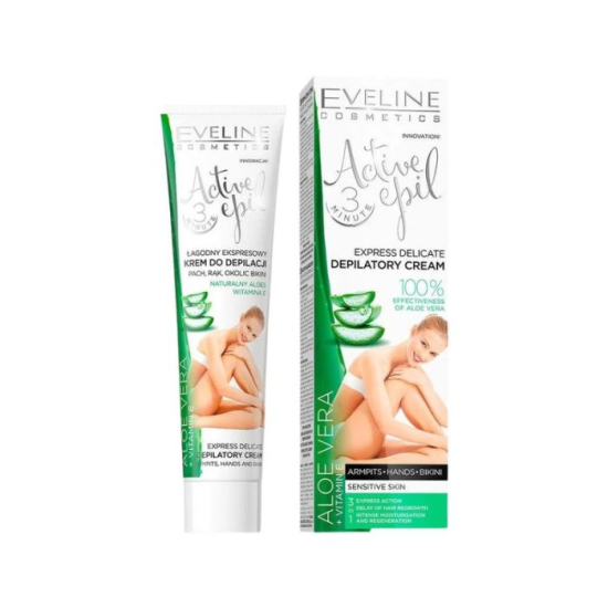 Eveline 99% Natural Aloe vera Depilatory Cream For Arms , Legs & Bikini 125ml