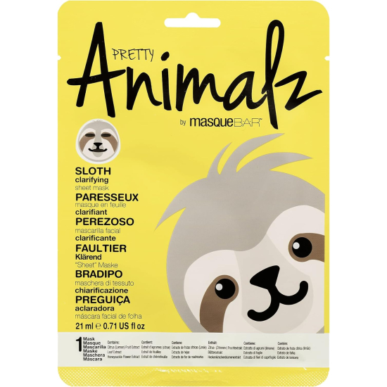 Masque Bar Pretty Animalz Sloth Clarifying Sheet Mask