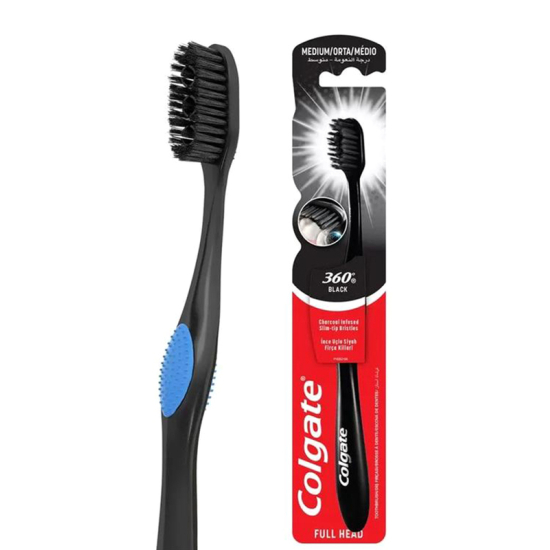 Colgate Tooth Brush 360 Charcoal 2x Medium