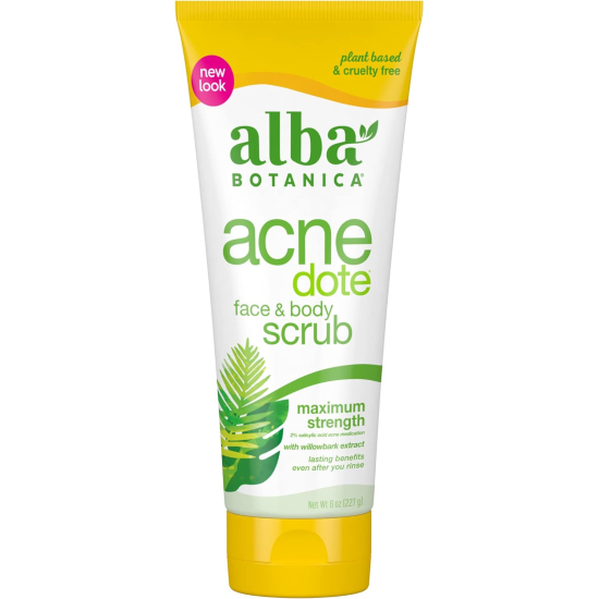 Alba Botanica Acnedote Face Body Scrub 8 Oz