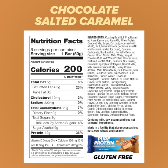 Pure Protein Chocolate Salted Caramel 50g  Box Of 6pcs