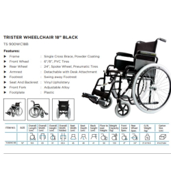Trister Wheelchair 18' Black: Ts-900Wc18B Trister Wheelchair 18' Black: Ts-900Wc18B