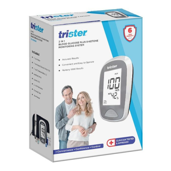 Trister 2 In 1 Blood Glucose + B -Ketone Monitoring System Model-TS 021BGK