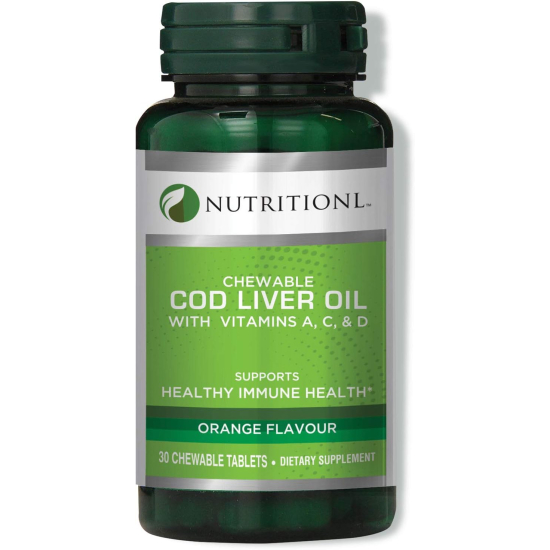 Nutritionl Chewable Cod Liver Oil With Vitamins A, C & D 30 Tablets
