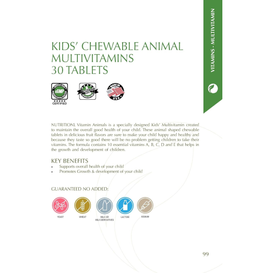 Nutritionl Kids' Chewable Animal Multivitamins 30 Tablets