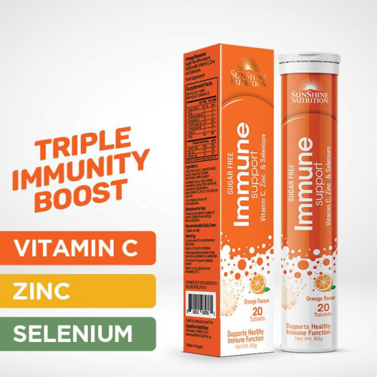 Sunshine Nutrition Immune Support Effervescent Orange 20 Tablets