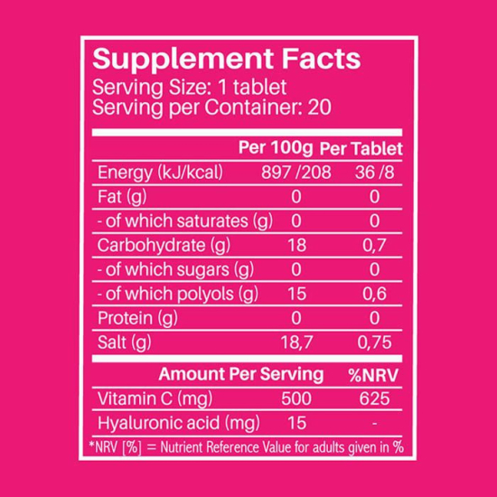Sunshine Nutrition Beauty Sugar Free Apple Flavor Effervescent 20 Tablets 