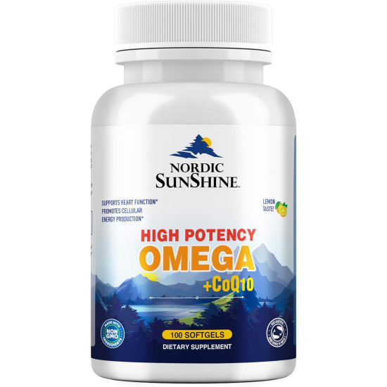 Nordic Sunshine High Potency Omega 1280mg Plus COQ10 100mg, 100 Softgels