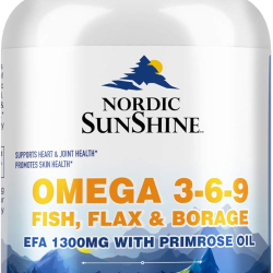 Nordic Sunshine Fish Flax & Borage 3-6-9 With Primrose Oil 100 Softgels Nordic Sunshine Fish Flax & Borage 3-6-9 With Primrose Oil 100 Softgels