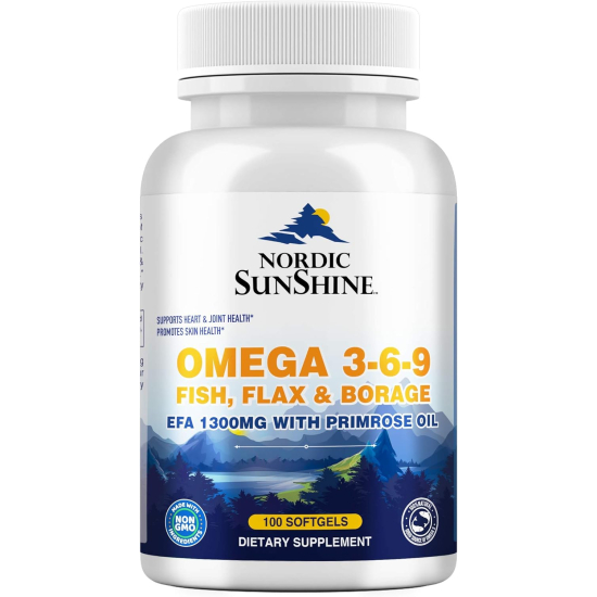 Nordic Sunshine Fish Flax & Borage 3-6-9 With Primrose Oil 100 Softgels