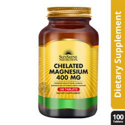 Sunshine Nutrition Chelated Magnesium 400mg 100 Tablets Sunshine Nutrition Chelated Magnesium 400mg 100 Tablets
