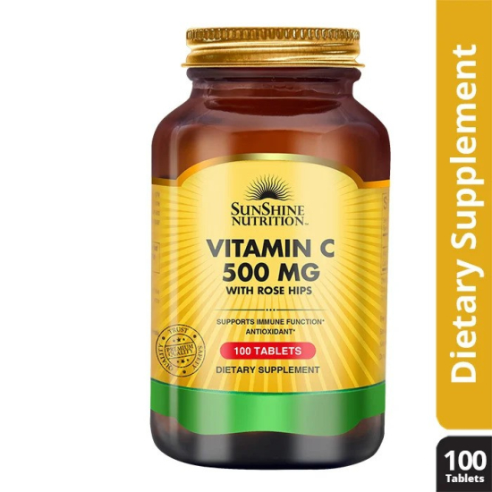 Sunshine Nutrition Vitamin C 500mg With Rosehips 100 Tablets