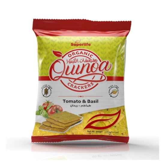 Superlife Organic Quinoa Crackers Tomato & Basil 100g