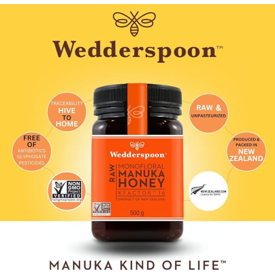 Wedderspoon Raw Monofloral Manuka Honey KF 16 500 g