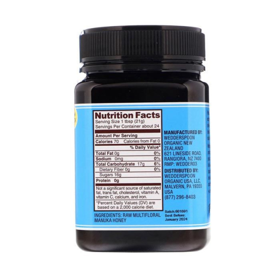 Wedderspoon Raw Multifloral Manuka Honey KFactor 12 500g