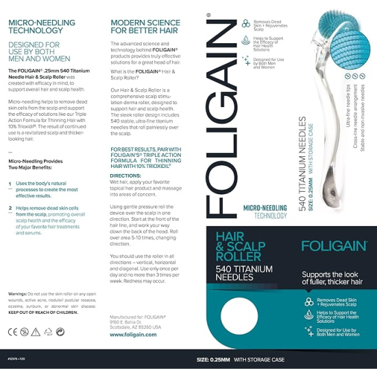 Foligain Hair And Scalp Roller 540 Tita Needles 0.25mm