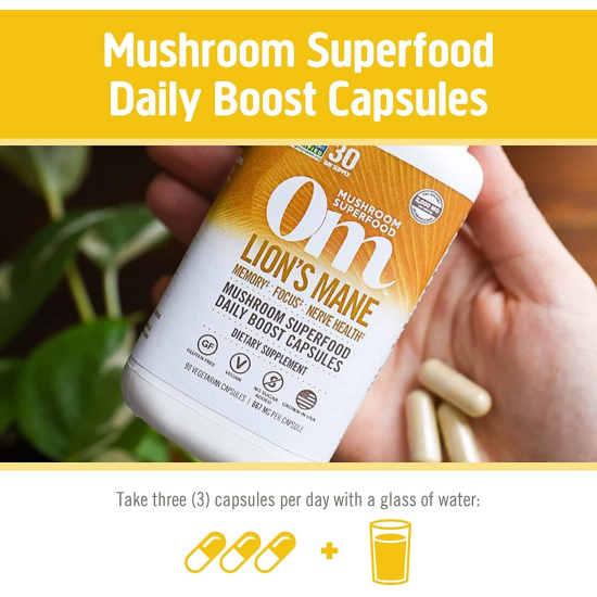 Om Lion's Mane Mushroom Superfood 90 Vegetable capsules