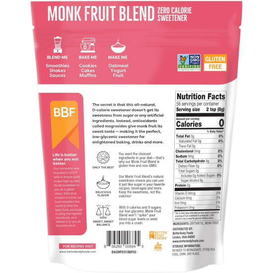 Better Body Foods Monk Fruit Blend 454g