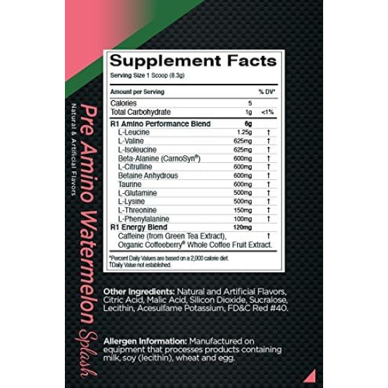 Rule1 Pre Amino 30 Servings Watermelon Splash