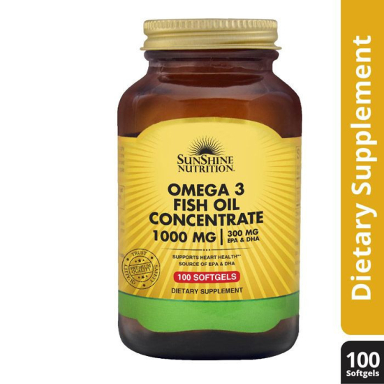 Sunshine Nutrition Omega 3 Fish Oil Concentrate 1000mg 100 Softgels