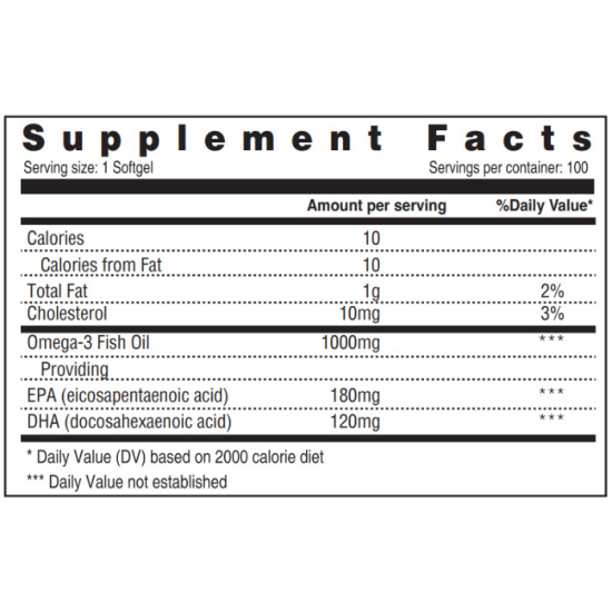 Sunshine Nutrition Omega 3 Fish Oil Concentrate 1000mg 100 Softgels