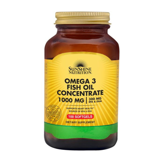 Sunshine Nutrition Omega 3 Fish Oil Concentrate 1000mg 100 Softgels