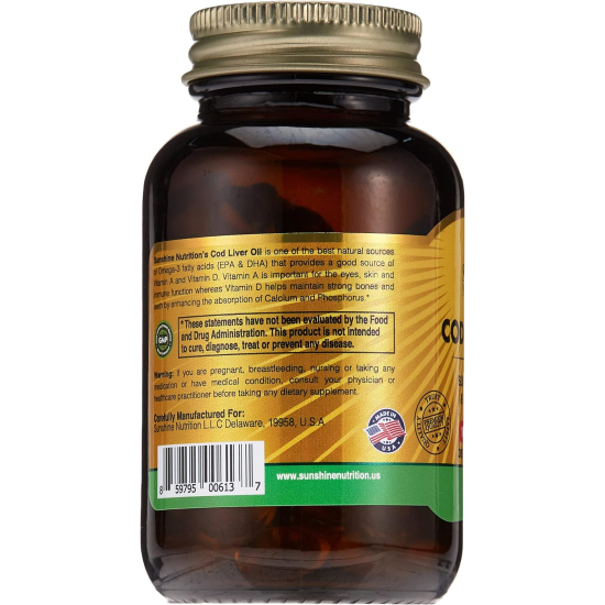 Sunshine Nutrition Cod Liver Oil 100 Softgels