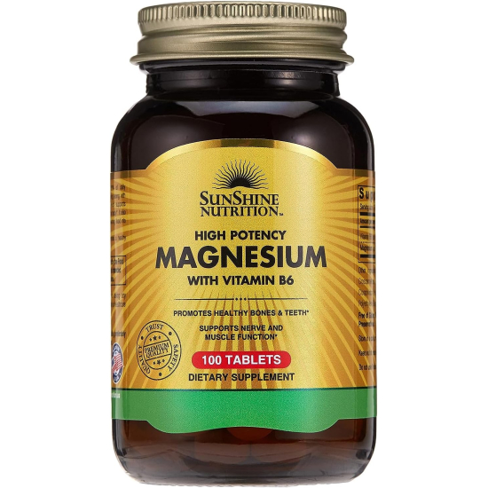 Sunshine Nutrition High Potency Magnesium With Vitamin B6 100 Tablets