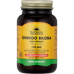 Sunshine Nutrition Ginkgo Biloba 150 mg 100 Capsules Sunshine Nutrition Ginkgo Biloba 150 mg 100 Capsules