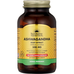 Sunshine Nutrition Ashwagandha 500 mg Vegetable 100 Capsules  Sunshine Nutrition Ashwagandha 500 mg Vegetable 100 Capsules
