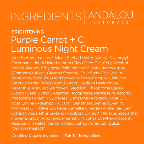 Andalou Purple Carrot+C Luminous Night Cream 50 ml