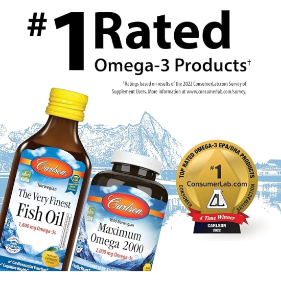 Carlson Kid's The Very Finest Fish Oil, Orange, Norwegian, 800 Mg Omega-3s, 200 ml