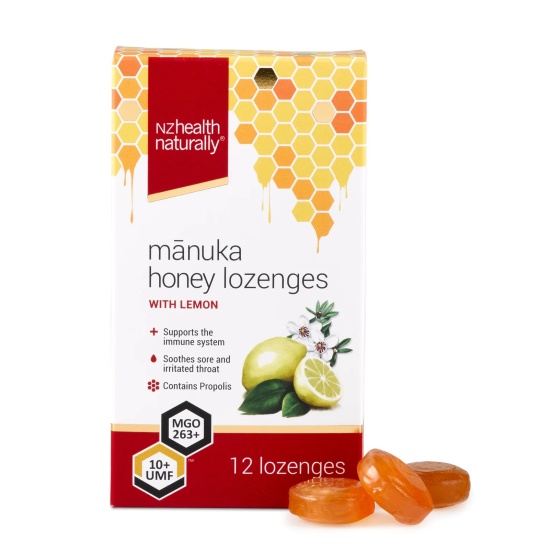 Nz Health Umf 10+ Manuka Lozenges -Lemon Kids 12 Tablets