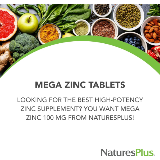 Natures Plus Mega Zinc 100 mg Sustained Release 90 Tablets