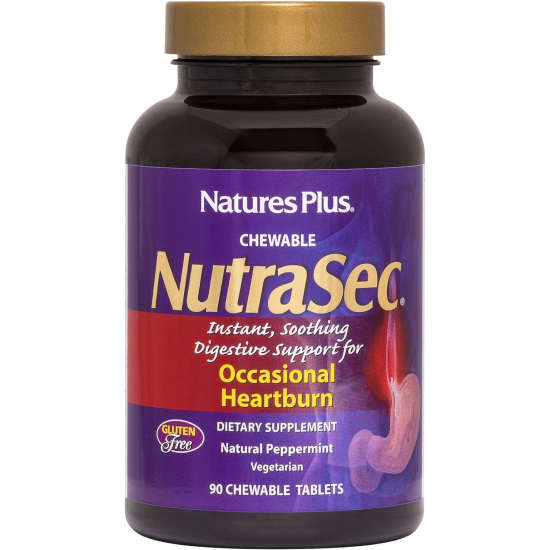 Natures Plus Nutrasec With Gastro-Block Peppermint 90 Chewable Tablets