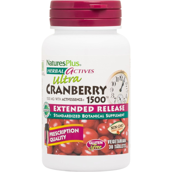 NaturesPlus, Herbal Actives Ultra Cranberry 1,500 mg, 30 Tablets